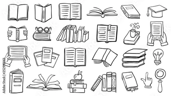 Obraz Book icon set in thin line style