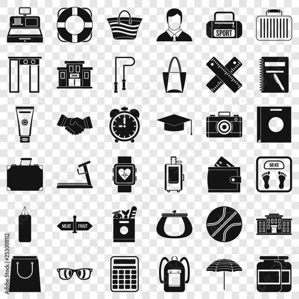 Fototapeta Bag icons set. Simple style of 36 bag vector icons for web for any design