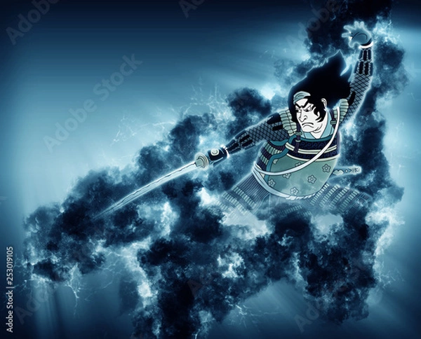 Fototapeta 太平記尼崎合戦中国引返しの図　煙バージョン