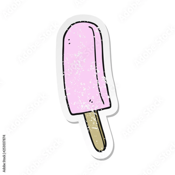 Fototapeta retro distressed sticker of a cartoon ice lolly