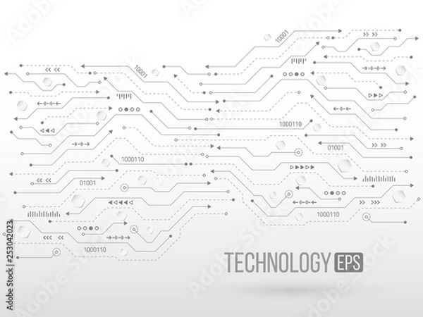 Fototapeta High-tech technology background texture. Circuit board vector illustration