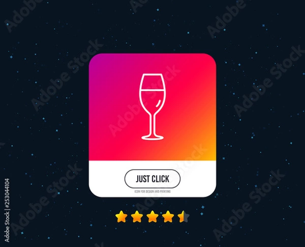 Fototapeta Wine glass line icon. Burgundy glass sign. Web or internet line icon design. Rating stars. Just click button. Vector