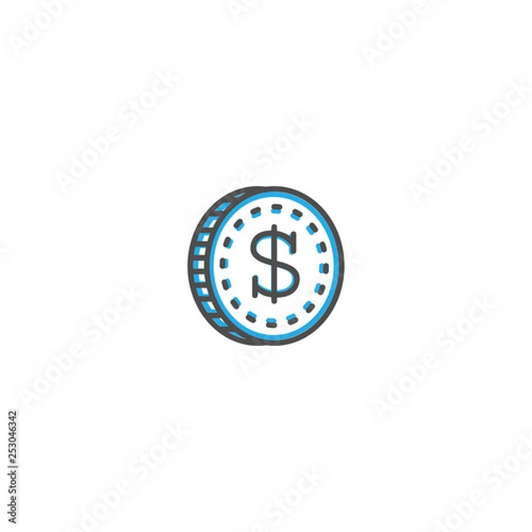 Fototapeta coin icon line design. Business icon vector illustration