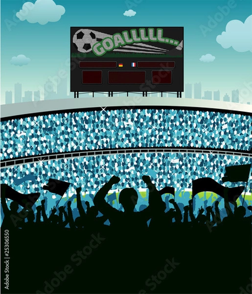 Obraz Soccer Fans and Scoreboard 2