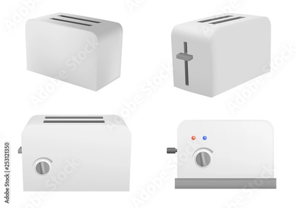 Obraz Toaster icons set. Realistic set of toaster vector icons for web design isolated on white background