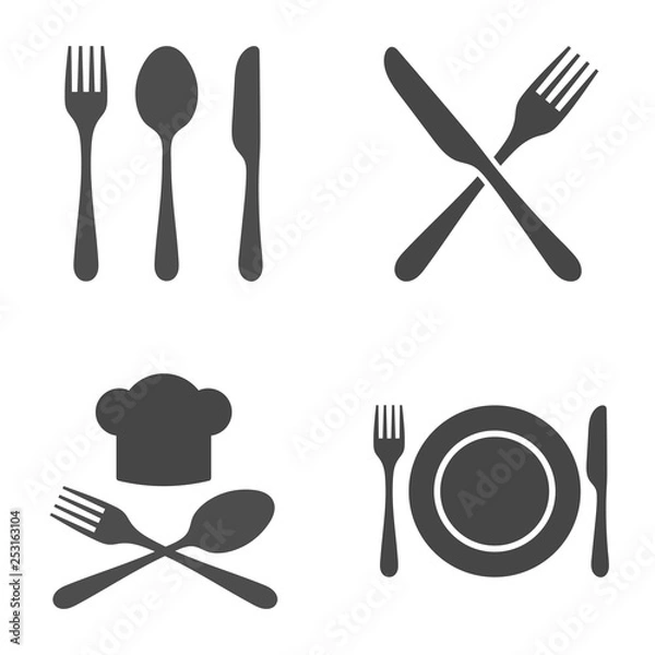 Obraz Cutlery Restaurant Icon Set. Vector illustration on white background.
