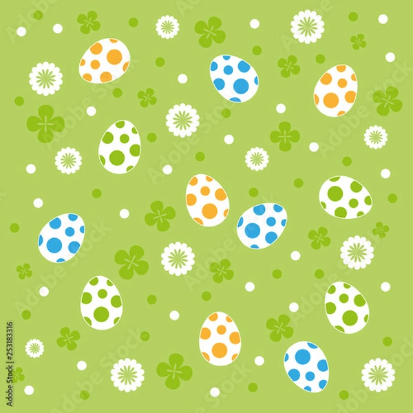 Fototapeta seamless pattern with easter eggs and flowers