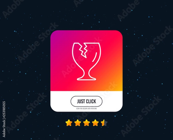 Fototapeta Fragile package line icon. Delivery service sign. Safe shipping symbol. Web or internet line icon design. Rating stars. Just click button. Vector