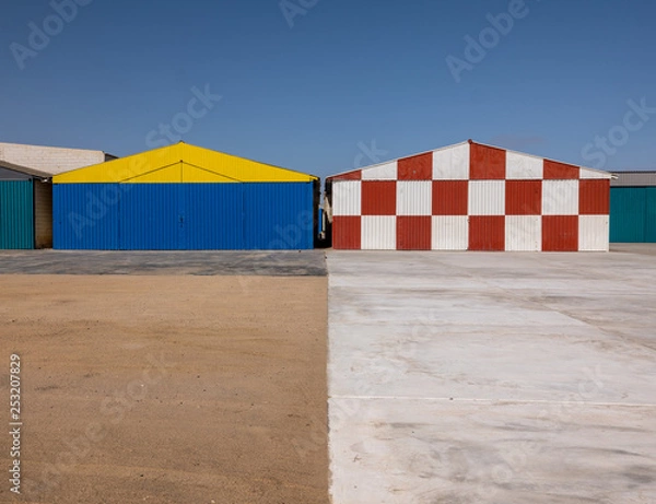 Obraz colourful aviation hangars
