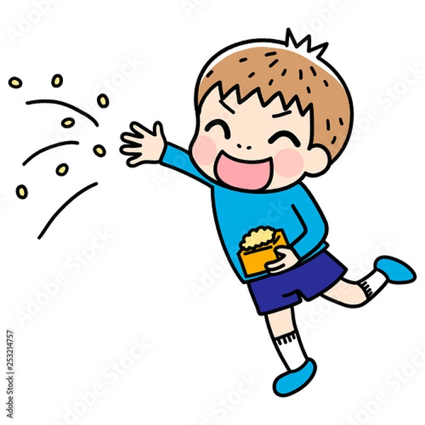 Obraz 豆まきをする男の子のイラスト