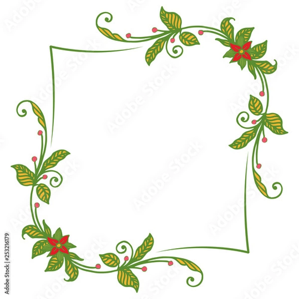 Obraz Vector illustration design artwork green leaf red flower frames hand drawn
