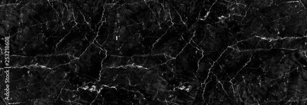 Obraz Black marble background texture natural stone pattern abstract for design art work. Marble with high resolution