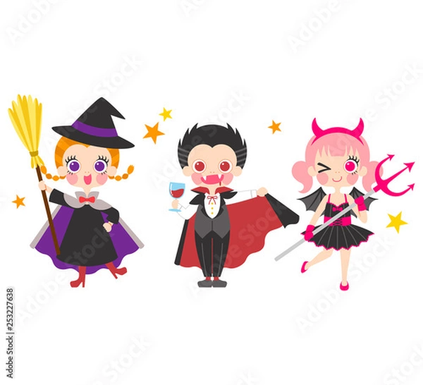 Fototapeta 仮装した子供たちのイラストセット