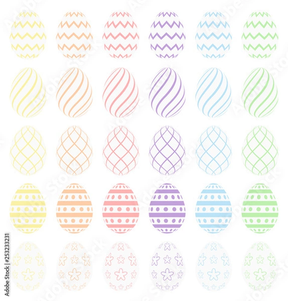 Fototapeta White Easter eggs with pastel decoration. High quality vector od easter eggs.