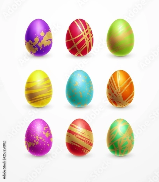 Fototapeta Set of color Easter eggs. Vector illustration