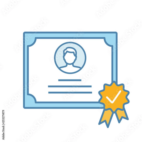 Fototapeta Certificate color icon