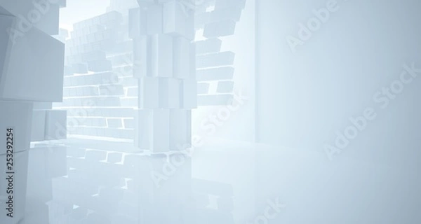 Fototapeta Abstract white parametric interior with window. 3D illustration and rendering.