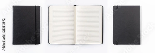 Fototapeta black notebook on white background with clipping path