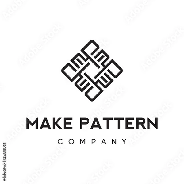 Obraz letter mp logo with pattern ornament design illustration