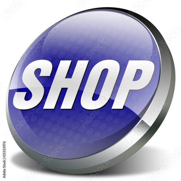 Obraz button 3d blau glossy shop