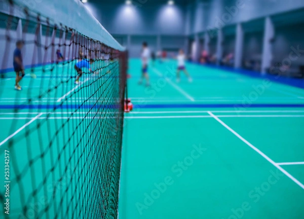 Fototapeta badminton net in the badminton court.