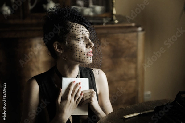 Obraz dziewczyna w woalce