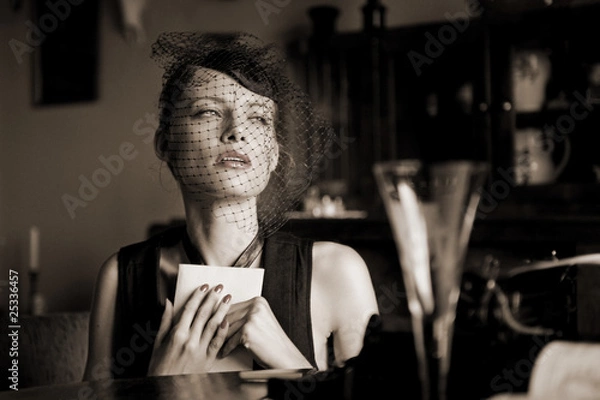 Obraz dziewczyna w woalce