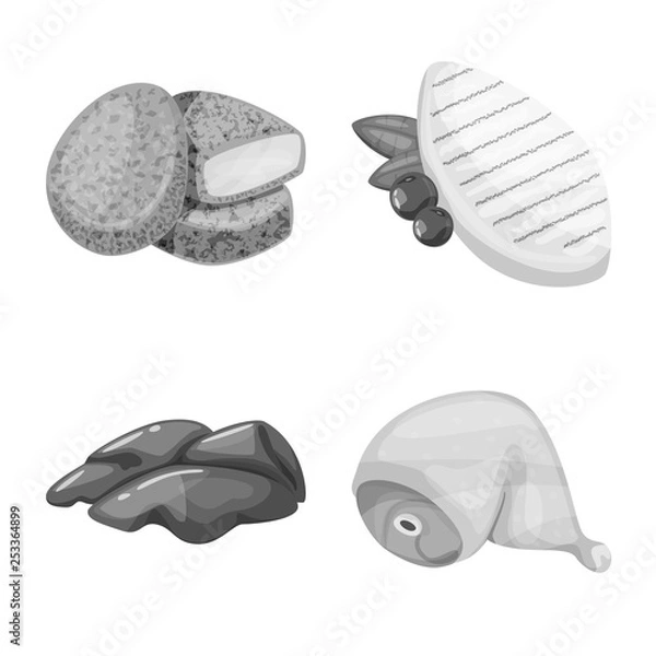 Fototapeta Isolated object of cuisine and bird  icon. Set of cuisine and poultry stock vector illustration.