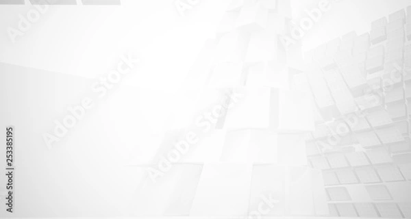Fototapeta Abstract white parametric interior with window. 3D illustration and rendering.