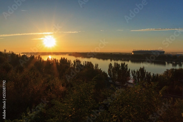 Fototapeta sunset over lake