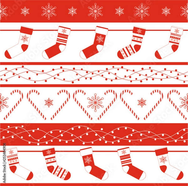 Fototapeta Christmas and new year seamless vector texture