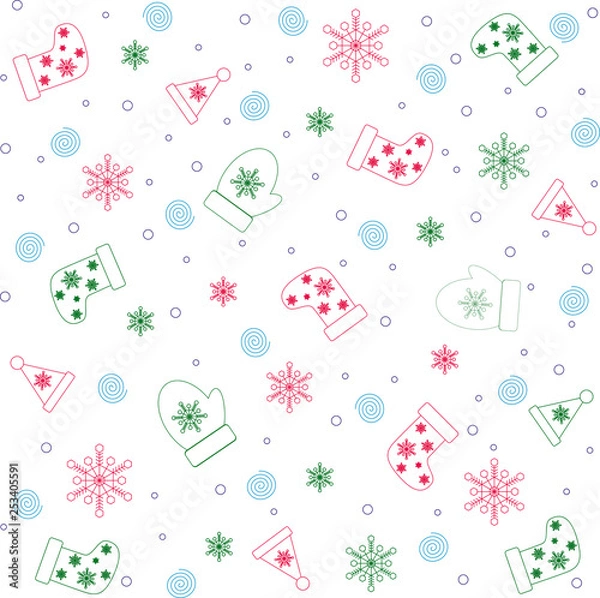 Fototapeta Christmas and new year seamless vector texture
