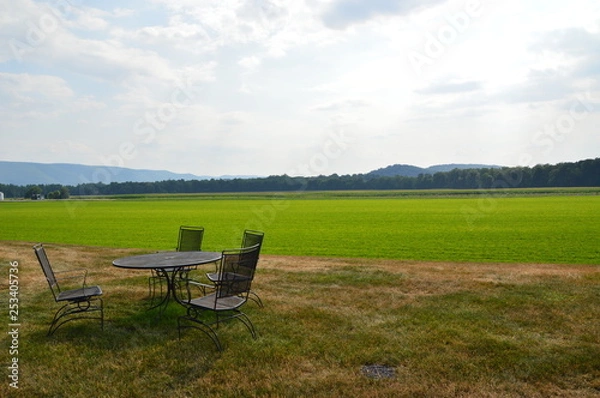Obraz Empty Patio table in the mountains