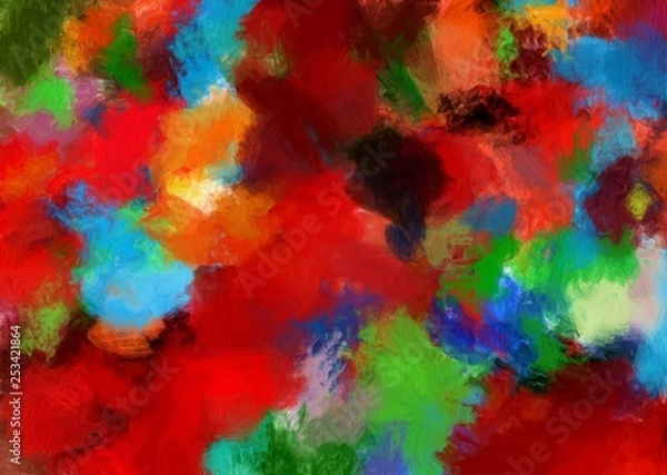 Fototapeta Modern painting wall art decor. Abstract drawing background. Design artwork. Brush strokes on canvas. Artistic pattern. Creative fashion print. Good as psychedelic poster. Surreal graphic abstraction.