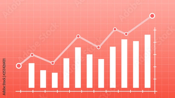 Fototapeta Abstract financial chart with uptrend line graph arrow and stock market