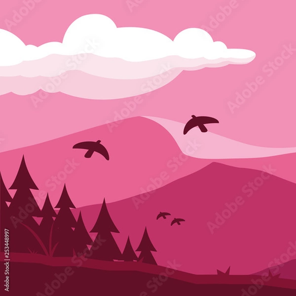 Fototapeta forest landscape scene icon