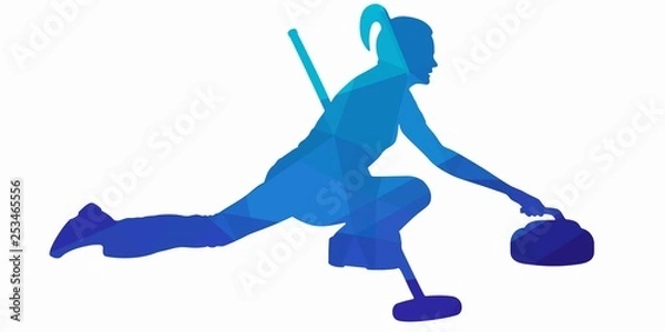 Fototapeta illustration of figure curling player , vector draw