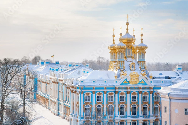 Obraz Winter Catherine palace architecture with blue sky