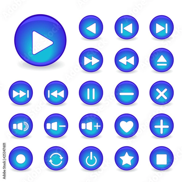 Fototapeta Set of vector media player icons
