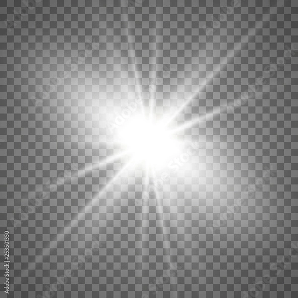 Fototapeta Glow light effect. Star burst with sparkles.Sun. Vector illustration