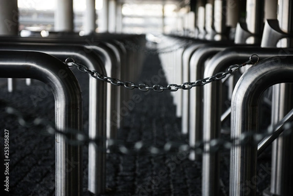 Fototapeta security gates with chain for sport arena 