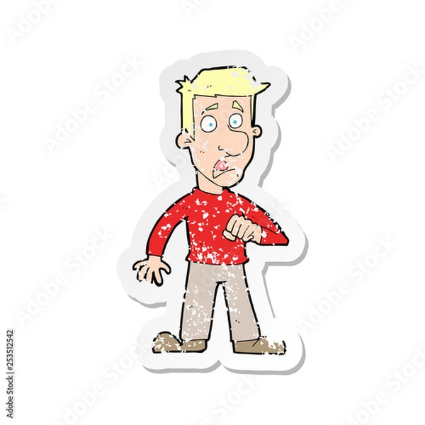 Fototapeta retro distressed sticker of a cartoon shocked man