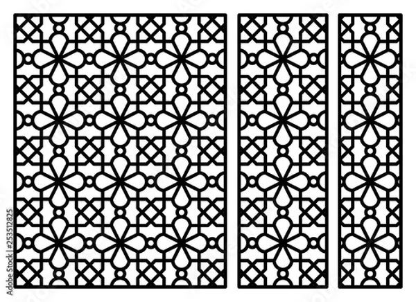 Fototapeta Decorative panel for laser cutting. Oriental geometric pattern. Vector ornament.