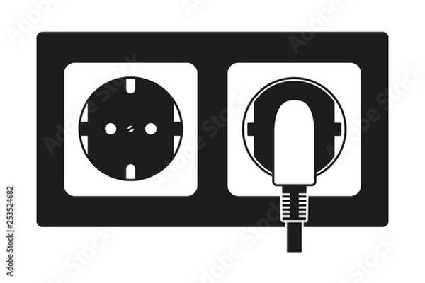 Fototapeta Black and white electric socket