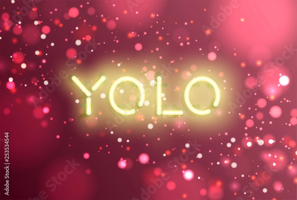 Obraz Neon realistic word for advertising, vector illustration