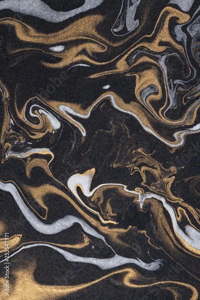 Obraz marble ink paper texture black silver gold