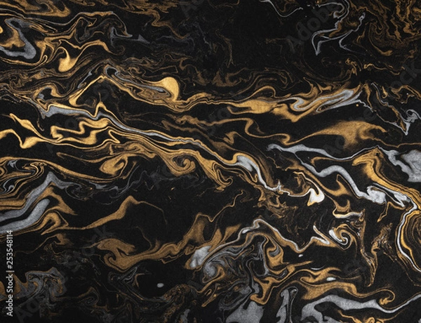 Obraz marble ink paper texture black silver gold