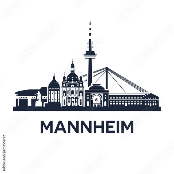 Fototapeta Skyline emblem of Mannheim, city in the southwestern part of Germany