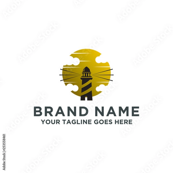 Fototapeta sea, symbol, lighthouse, light, icon, nautical, logo, ocean, design, tower, business, water, illustration, vector, wave, emblem, beacon, sign, building, house, background, searchlight, travel, isolate