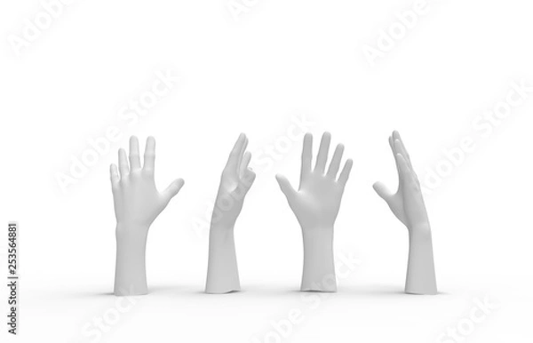 Obraz White Mannequin Hands Set on a white background. 3d image, 3d rendering